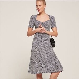 Reformation blue floral midi dress NWT